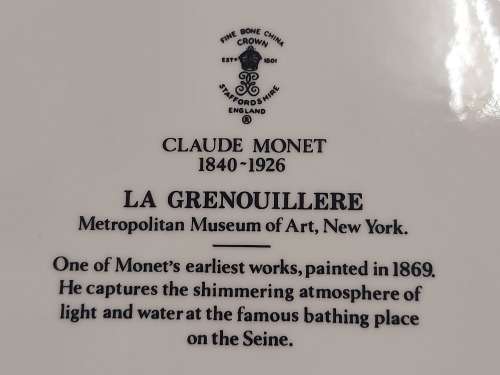 CROWN STAFFORDSHIRE FINE BONE CHINA PLATE DEPICTING CLAUDE MONET`s (1840-1926) LA GRENOUILLERE