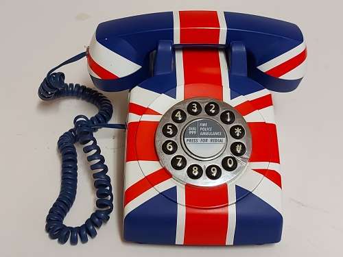 VINTAGE CLASSIC UNION JACK RETRO BRITISH DESIGN PUSH BUTTON TELEPHONE