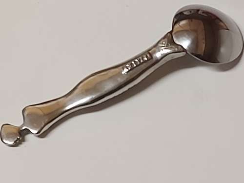 VINTAGE CARROL BOYES FUNCTIONAL ART PEWTER AND STAINLESS SUGAR SPOON