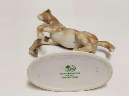 VINTAGE LORENZ HUTSCHENREUTHER KUNSTABTEILUNG GERMANY DAPPLED CHESTNUT PORCELAIN HORSE FIGURINE