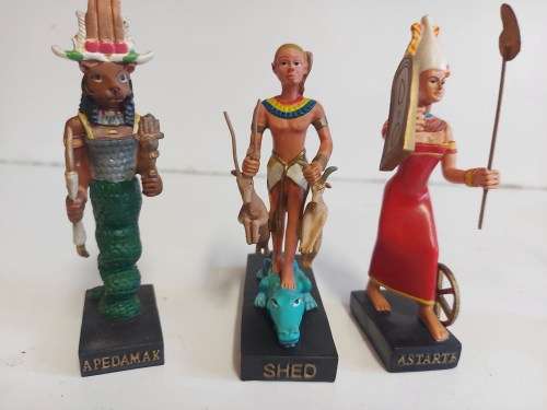 SET OF SIX MINIATURE MODELS OF ANCIENT EGYPTIANS,HI DEITIES