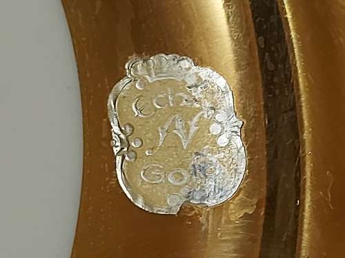 EXQUISITE VINTAGE BAVARIA GERMANY GOLD OVERLAY TEA TRIO, MARKED ECHT GOLD