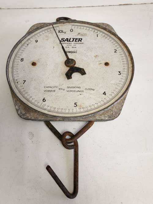 VINTAGE 10 KG SALTER THERMOSCALE MODEL 235 SUSPENDED WEIGHER, MADE IN ENGLAND