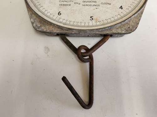 VINTAGE 10 KG SALTER THERMOSCALE MODEL 235 SUSPENDED WEIGHER, MADE IN ENGLAND