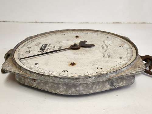 VINTAGE 10 KG SALTER THERMOSCALE MODEL 235 SUSPENDED WEIGHER, MADE IN ENGLAND