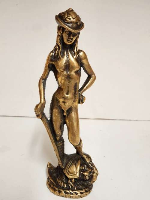 AWESOME FIND! RARE DONATELLO`S DAVID BRONZE SCULPTURE WITH THE HEAD OF GOLIATH UNDERFOOT