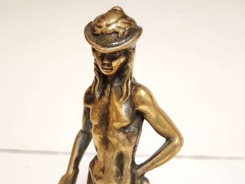 AWESOME FIND! RARE DONATELLO`S DAVID BRONZE SCULPTURE WITH THE HEAD OF GOLIATH UNDERFOOT