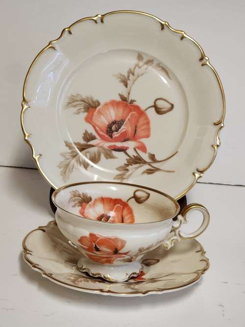 VINTAGE 1939 - 1965 HUTSCHENREUTHER SELB L.H.S BAVARIA GERMANY TEA TRIO