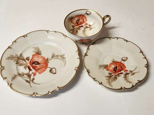 VINTAGE 1939 - 1965 HUTSCHENREUTHER SELB L.H.S BAVARIA GERMANY TEA TRIO
