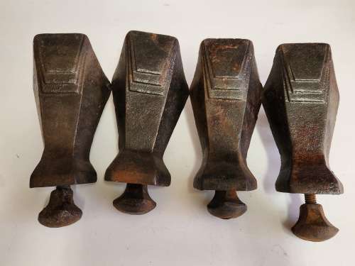 ANTIQUE SET OF FOUR CAST IRON BATH TUB LEGS, SOLID AND VERY HEAVY