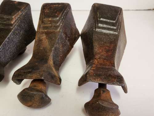 ANTIQUE SET OF FOUR CAST IRON BATH TUB LEGS, SOLID AND VERY HEAVY