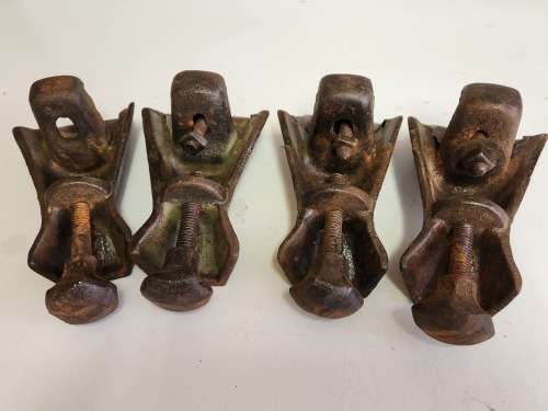 ANTIQUE SET OF FOUR CAST IRON BATH TUB LEGS, SOLID AND VERY HEAVY