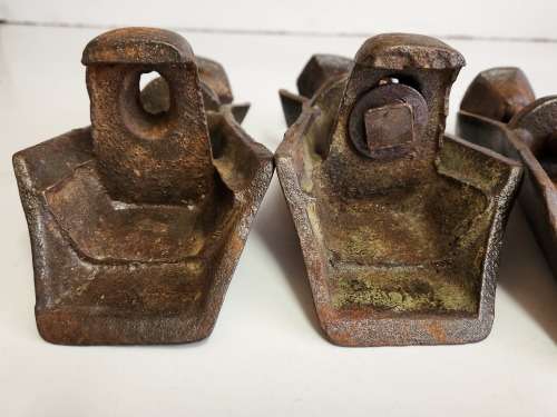 ANTIQUE SET OF FOUR CAST IRON BATH TUB LEGS, SOLID AND VERY HEAVY