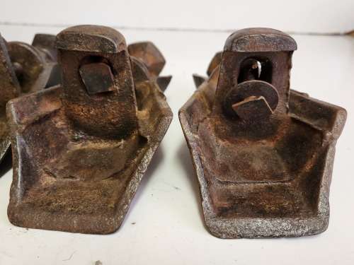 ANTIQUE SET OF FOUR CAST IRON BATH TUB LEGS, SOLID AND VERY HEAVY