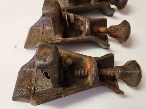 ANTIQUE SET OF FOUR CAST IRON BATH TUB LEGS, SOLID AND VERY HEAVY