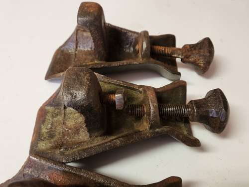 ANTIQUE SET OF FOUR CAST IRON BATH TUB LEGS, SOLID AND VERY HEAVY