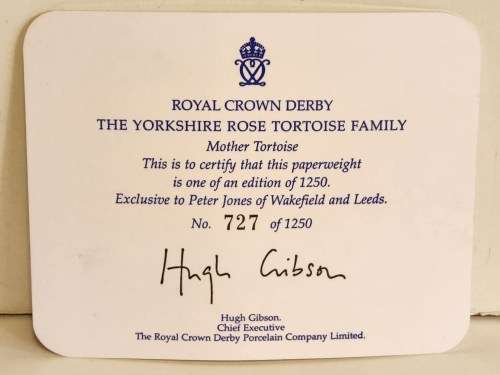 VINTAGE ROYAL CROWN DERBY BONE CHINA MOTHER TORTOISE OF THE YORKSHIRE ROSE TORTOISE FAMILY