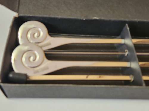 CARROL BOYES FUNCTIONAL ART EARLY DESIGN BOXED KEBABS SKEWER SET OF FOUR