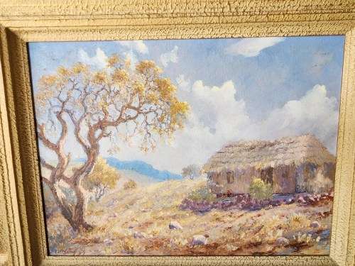 ORIGINAL OIL ON BOARD PAINTING BY THE RENOWNED  SA  ARTIST, E B KING WITH AN AMAZING VINTAGE FRAME