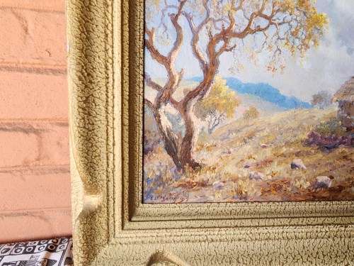 ORIGINAL OIL ON BOARD PAINTING BY THE RENOWNED  SA  ARTIST, E B KING WITH AN AMAZING VINTAGE FRAME