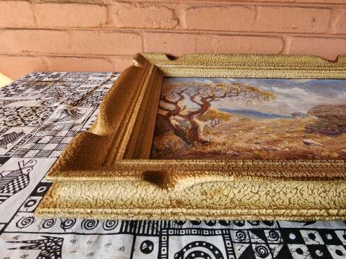 ORIGINAL OIL ON BOARD PAINTING BY THE RENOWNED  SA  ARTIST, E B KING WITH AN AMAZING VINTAGE FRAME