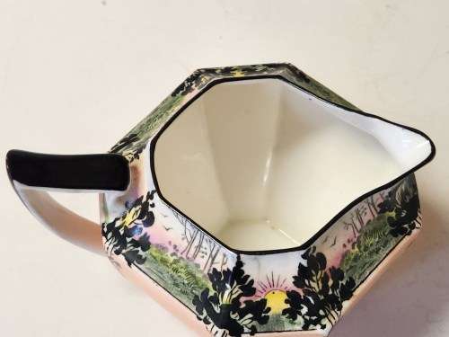 VINTAGE 1930`s ART DECO SHELLEY MADE IN ENGLAND TALL TREES AT SUNSET CREAMER