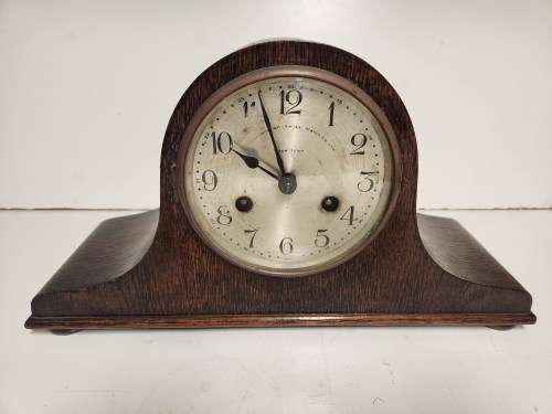 EARLY 1900`s ORIGINAL AMERICAN SWISS WATCH COMPANY WOODEN MANTEL CLOCK