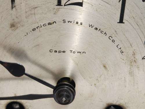 EARLY 1900`s ORIGINAL AMERICAN SWISS WATCH COMPANY WOODEN MANTEL CLOCK