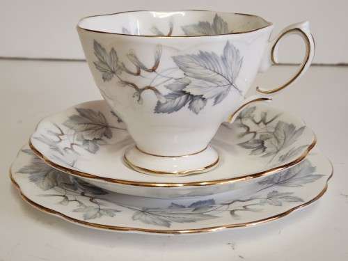 ROYAL ALBERT SILVER MAPLE BONE CHINA TEA TRIO (1 OF 3)