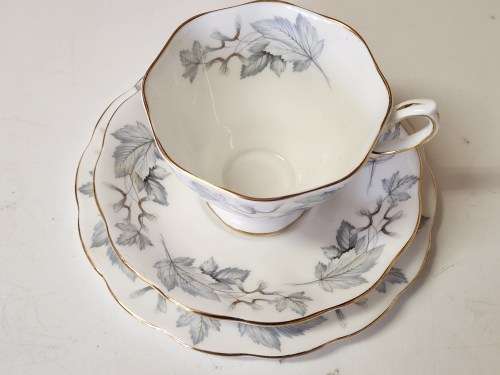 ROYAL ALBERT SILVER MAPLE BONE CHINA TEA TRIO (1 OF 3)