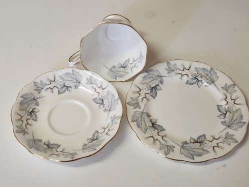 ROYAL ALBERT SILVER MAPLE BONE CHINA TEA TRIO (1 OF 3)