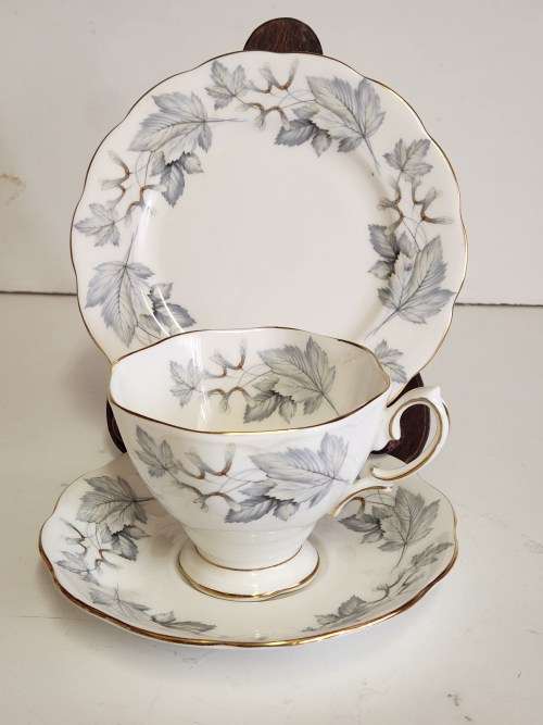 ROYAL ALBERT SILVER MAPLE BONE CHINA TEA TRIO (1 OF 3)
