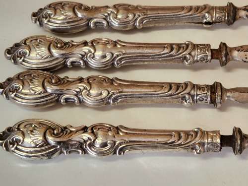 ANTIQUE SHEFFIELD SILVER HALLMARKED SET OF FOUR SILVER HANDLED FORKS