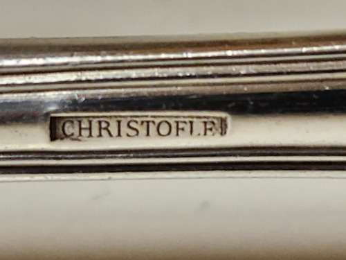 SET OF FIVE VINTAGE CHRISTOFLE SILVER PLATED ORNATELY DESIGNED DINNER FORKS