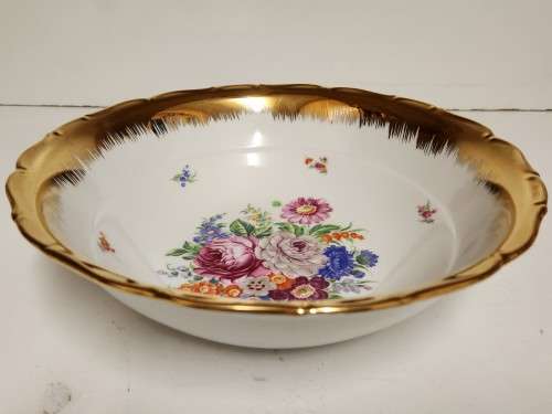 STRIKING VINTAGE DEPOS LIMOGES FRANCE DECORAZIONE ESCLUSIVA PEINT A LA MAIN PORCELAIN SERVING  BOWL
