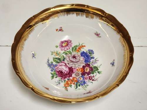 STRIKING VINTAGE DEPOS LIMOGES FRANCE DECORAZIONE ESCLUSIVA PEINT A LA MAIN PORCELAIN SERVING  BOWL