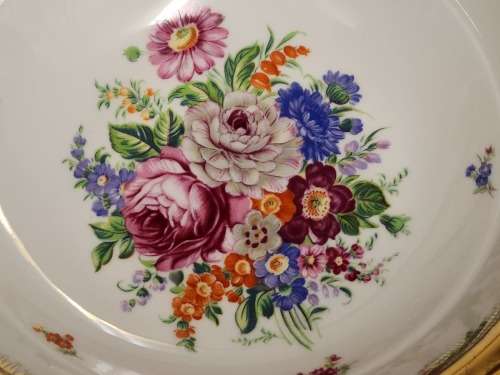 STRIKING VINTAGE DEPOS LIMOGES FRANCE DECORAZIONE ESCLUSIVA PEINT A LA MAIN PORCELAIN SERVING  BOWL