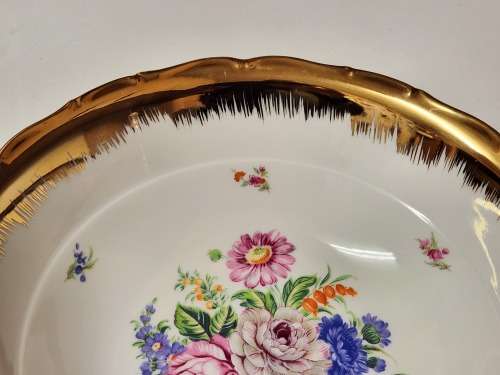 STRIKING VINTAGE DEPOS LIMOGES FRANCE DECORAZIONE ESCLUSIVA PEINT A LA MAIN PORCELAIN SERVING  BOWL