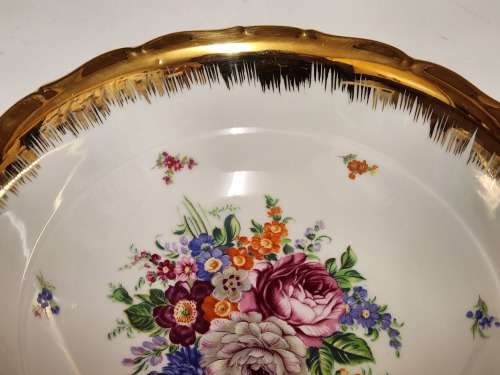 STRIKING VINTAGE DEPOS LIMOGES FRANCE DECORAZIONE ESCLUSIVA PEINT A LA MAIN PORCELAIN SERVING  BOWL