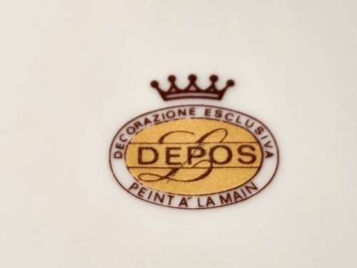 STRIKING VINTAGE DEPOS LIMOGES FRANCE DECORAZIONE ESCLUSIVA PEINT A LA MAIN PORCELAIN SERVING  BOWL