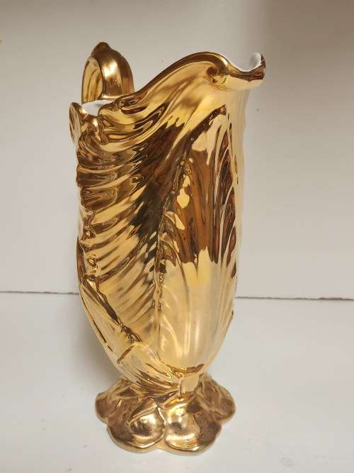 AMAZING! TALL AND ELEGANT VINTAGE BURLEIGH IRONSTONE STAFFORDSHIRE GOLD LUSTRE JUG/PITCHER
