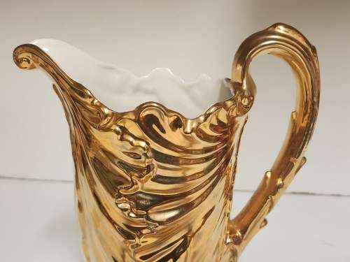 AMAZING! TALL AND ELEGANT VINTAGE BURLEIGH IRONSTONE STAFFORDSHIRE GOLD LUSTRE JUG/PITCHER