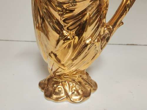 AMAZING! TALL AND ELEGANT VINTAGE BURLEIGH IRONSTONE STAFFORDSHIRE GOLD LUSTRE JUG/PITCHER