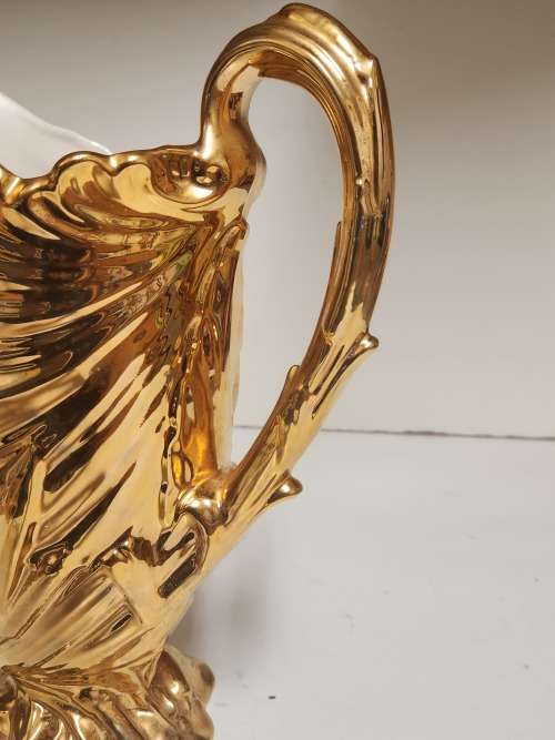 AMAZING! TALL AND ELEGANT VINTAGE BURLEIGH IRONSTONE STAFFORDSHIRE GOLD LUSTRE JUG/PITCHER
