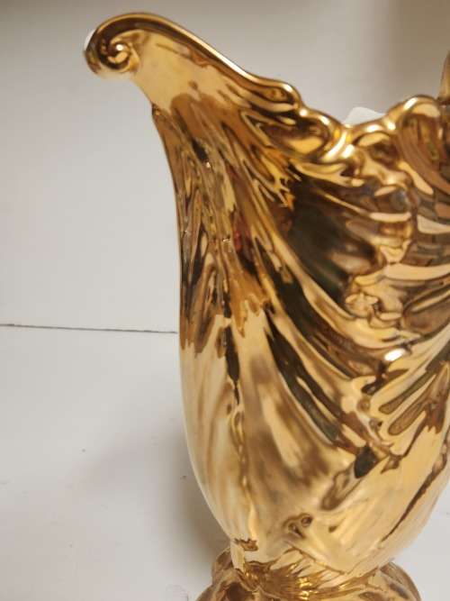 AMAZING! TALL AND ELEGANT VINTAGE BURLEIGH IRONSTONE STAFFORDSHIRE GOLD LUSTRE JUG/PITCHER