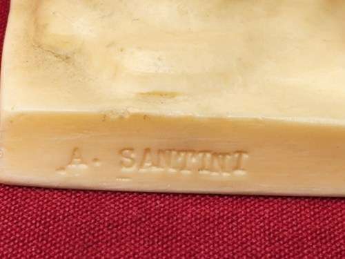 VINTAGE SIGNED SANTINI GLADIATOR AND HORSE-DRAWN CHARIOT COMPOSITE MATERIAL SCULPTURE