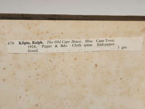 HISTORICAL BOOK: THE OLD CAPE HOUSE BY RALPH KILPIN (1918), SIGNED BY THE AUTHOR