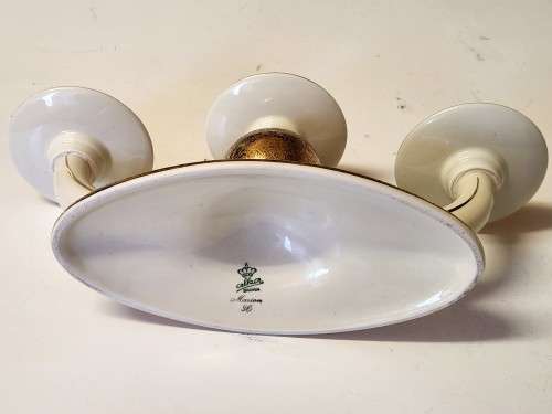 VINTAGE ALKA BAVARIA MARION GERMANY GOLD AND WHITE CANDELABRUM