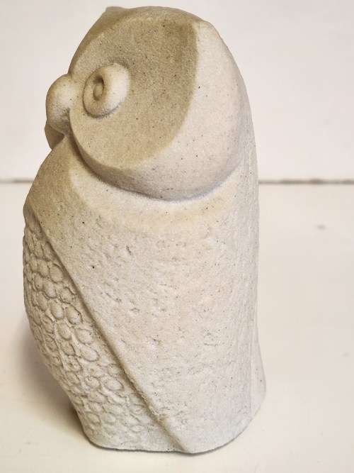 VINTAGE MID-CENTURY MARBELL STONE ART BELGIUM OWL