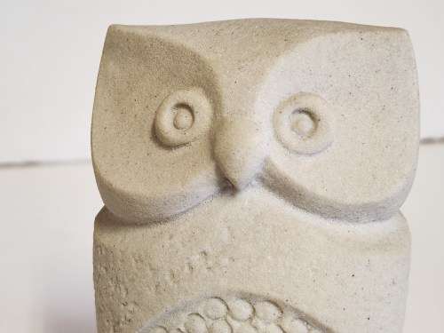 VINTAGE MID-CENTURY MARBELL STONE ART BELGIUM OWL